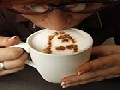 Russian Politicians Drawn on Coffee Top Foam