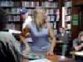 blonde in library