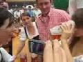 German Girl dirnks Beer in 55 Secs